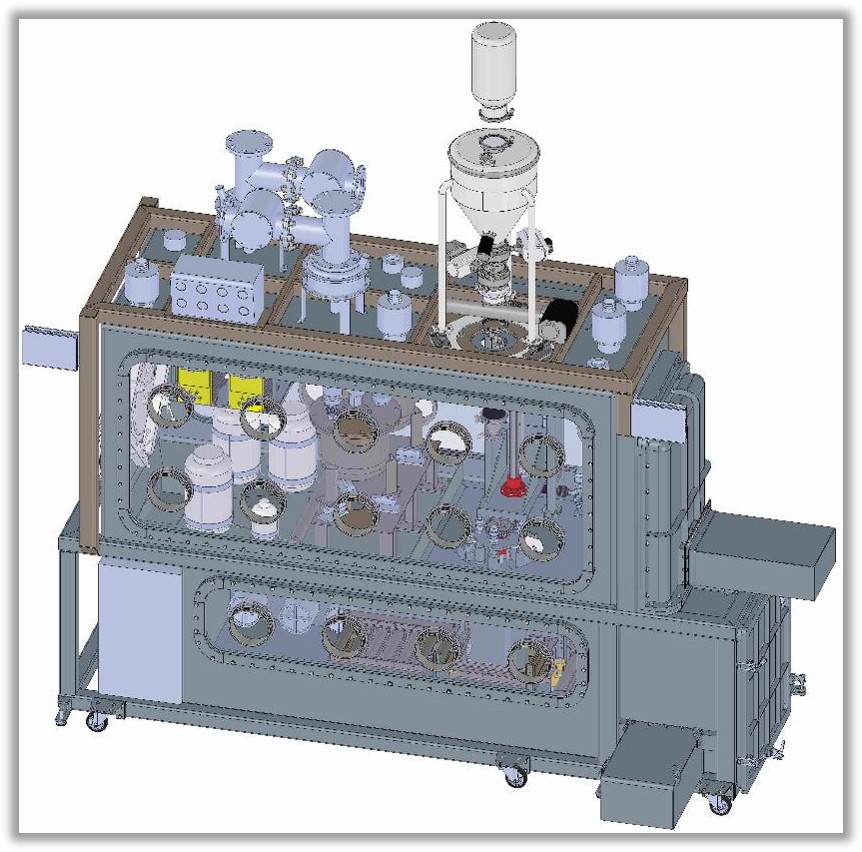 Modello 3D della glovebox SAG-CEM