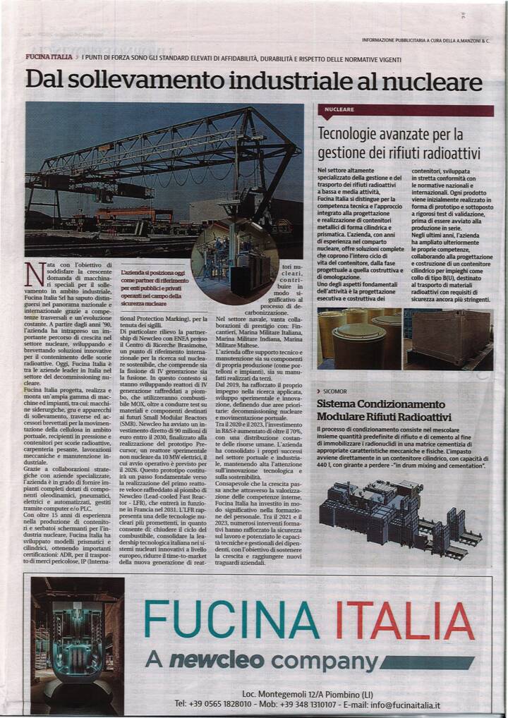 La Nazione – Fucina Italia articolo completo