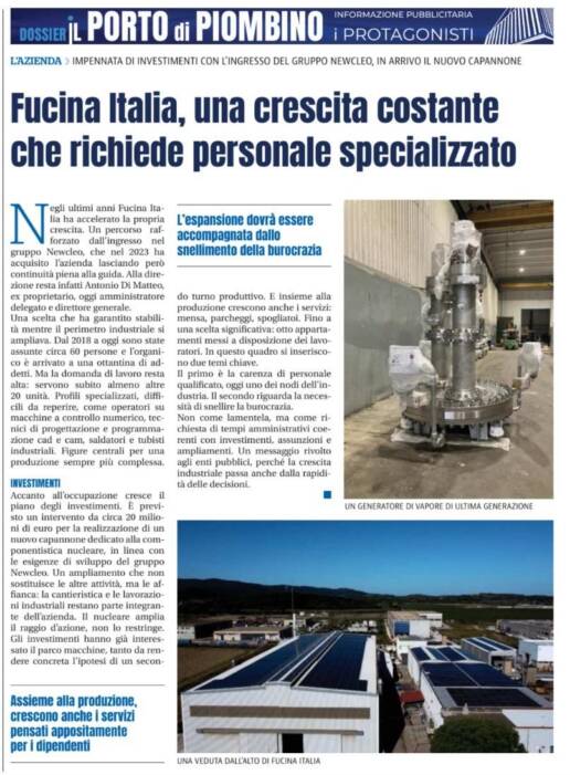 Articolo Il Tirreno – Fucina Italia